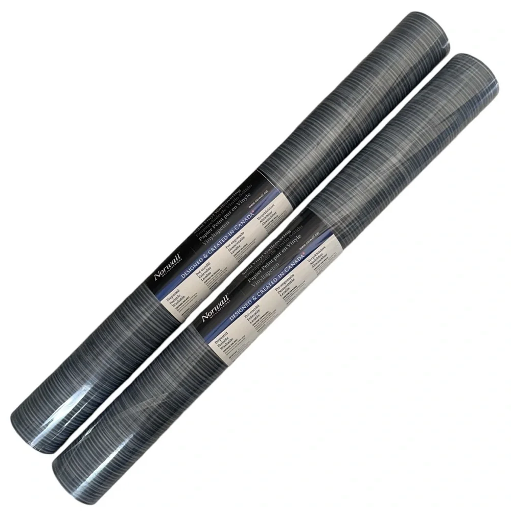 2 Rolls Norwall Pre-pasted Solid Vinyl Wallcovering Stripped 56.4 sq. ft